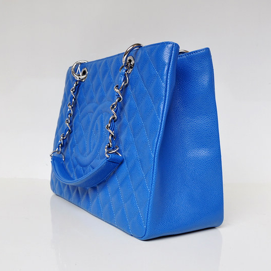 Chanel A50995 Original Caviar Leather Shoulder Bag Blue in Silver