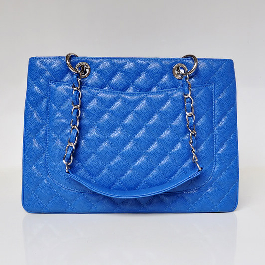 Chanel A50995 Original Caviar Leather Shoulder Bag Blue in Silver