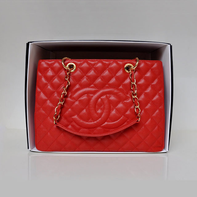 Chanel A50995 Original Caviar Leather Shoulder Bag Red in Gold