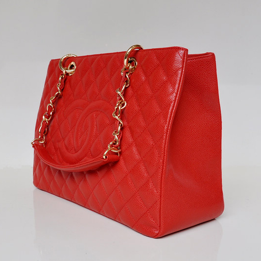 Chanel A50995 Original Caviar Leather Shoulder Bag Red in Gold