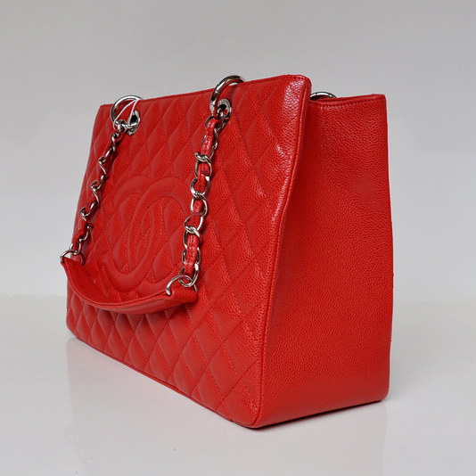 Chanel A50995 Original Caviar Leather Shoulder Bag Red in Silver