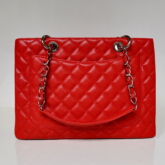 Chanel A50995 Original Caviar Leather Shoulder Bag Red in Silver