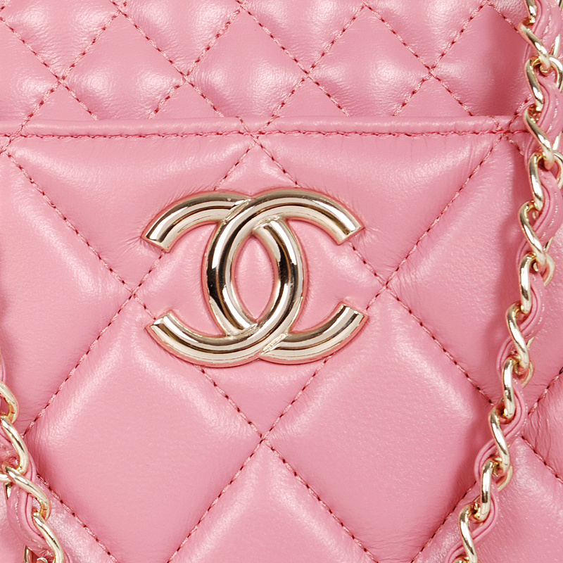 Chanel A52298 Sheepskin Leather Shopper Bag Cherry pink