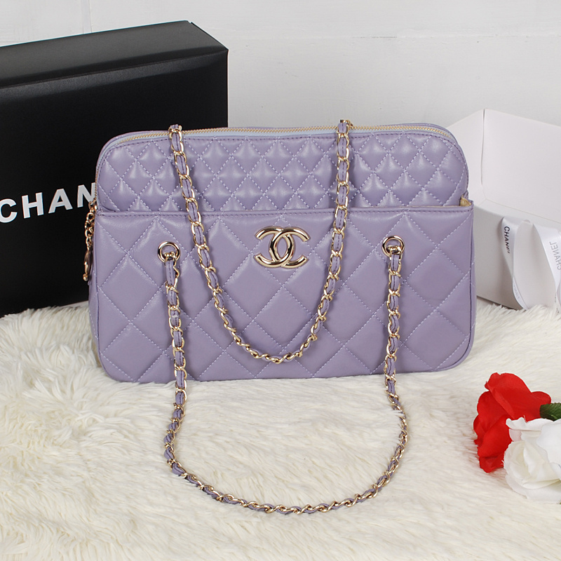 Chanel A52298 Sheepskin Leather Shopper Bag Light Purple