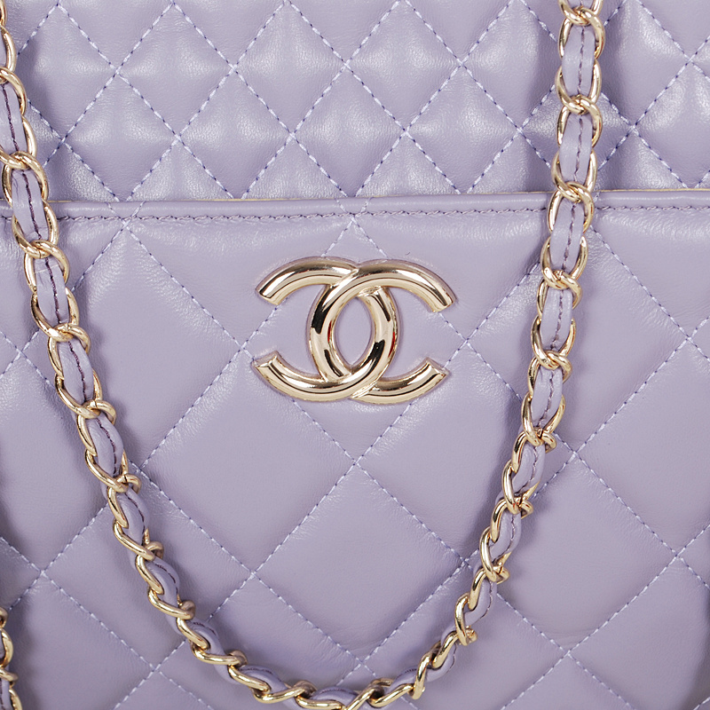 Chanel A52298 Sheepskin Leather Shopper Bag Light Purple