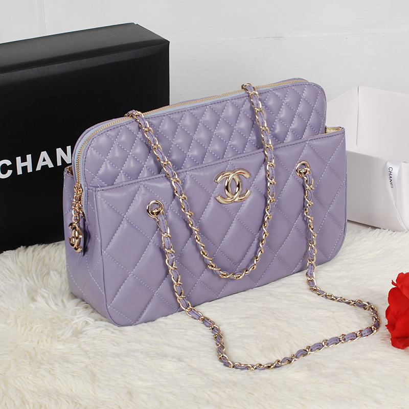 Chanel A52298 Sheepskin Leather Shopper Bag Light Purple