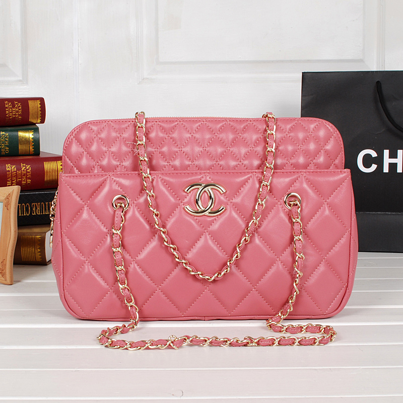 Chanel A52298 Sheepskin Leather Shopper Bag Peach