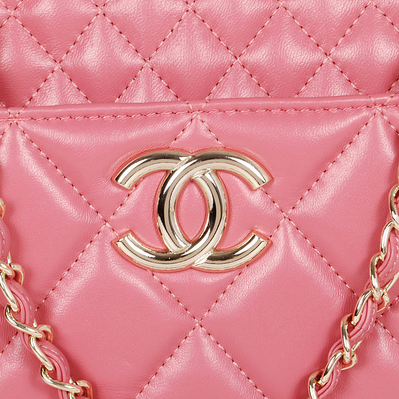 Chanel A52298 Sheepskin Leather Shopper Bag Peach