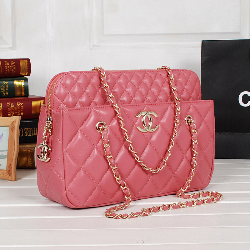 Chanel A52298 Sheepskin Leather Shopper Bag Peach