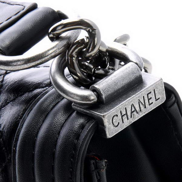 Chanel A67086 Black Bright Leather Le Boy Flap Shoulder Bag