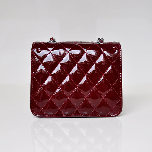 Chanel A67116 Classic mini Flap Bag Patent leather Claret in Silver