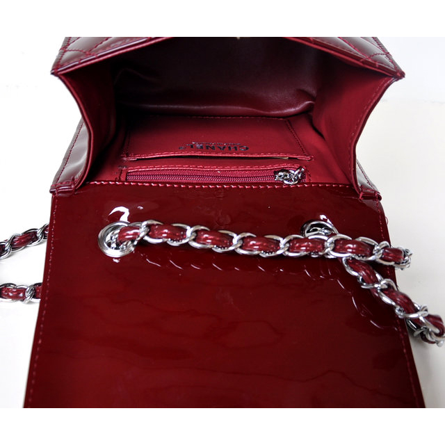 Chanel A67116 Classic mini Flap Bag Patent leather Claret in Silver