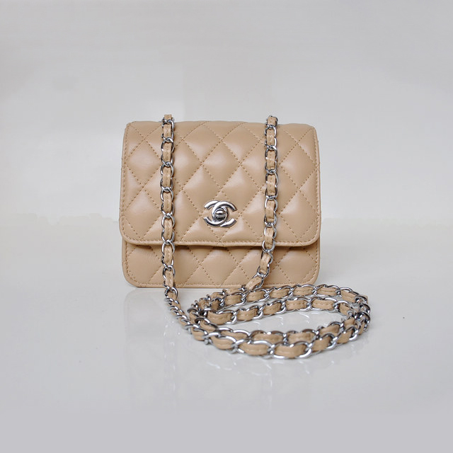 Chanel A67116 Classic mini Flap Bag Sheepskin leather Apricot in Silver