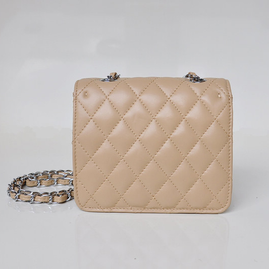 Chanel A67116 Classic mini Flap Bag Sheepskin leather Apricot in Silver