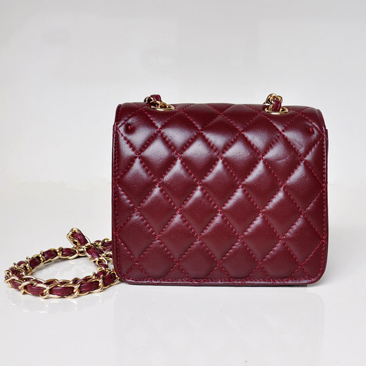 Chanel A67116 Classic mini Flap Bag Sheepskin leather Claret in Gold