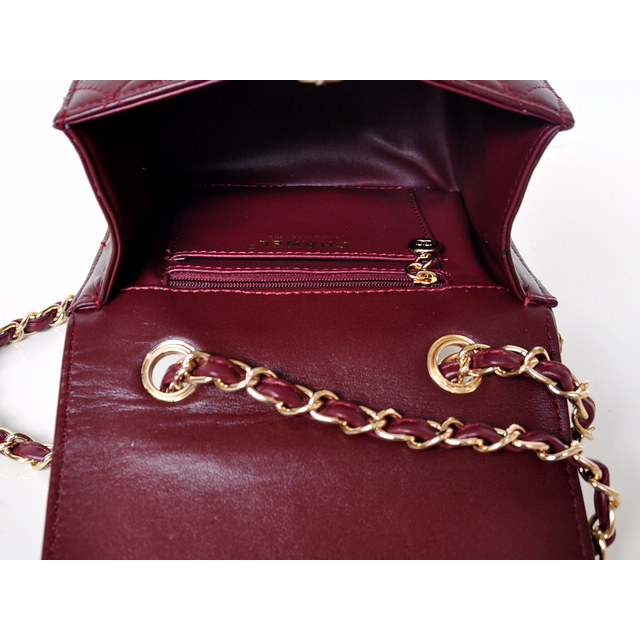 Chanel A67116 Classic mini Flap Bag Sheepskin leather Claret in Gold