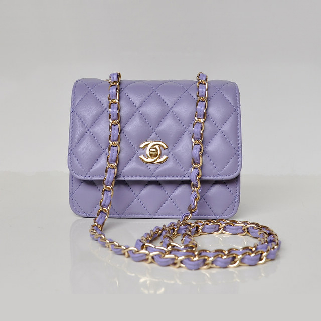 Chanel A67116 Classic mini Flap Bag Sheepskin leather Light Purple in Gold