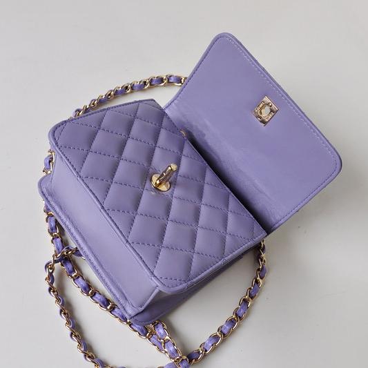 Chanel A67116 Classic mini Flap Bag Sheepskin leather Light Purple in Gold