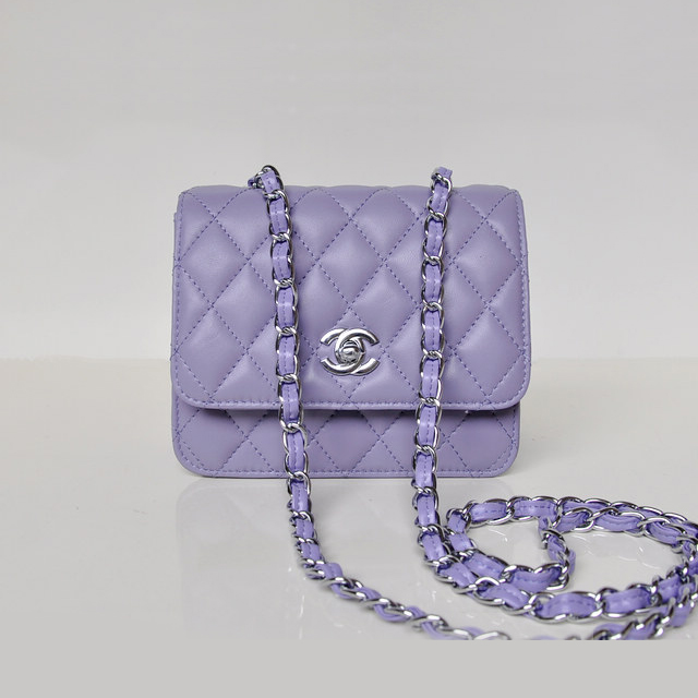 Chanel A67116 Classic mini Flap Bag Sheepskin leather Light Purple in Silver