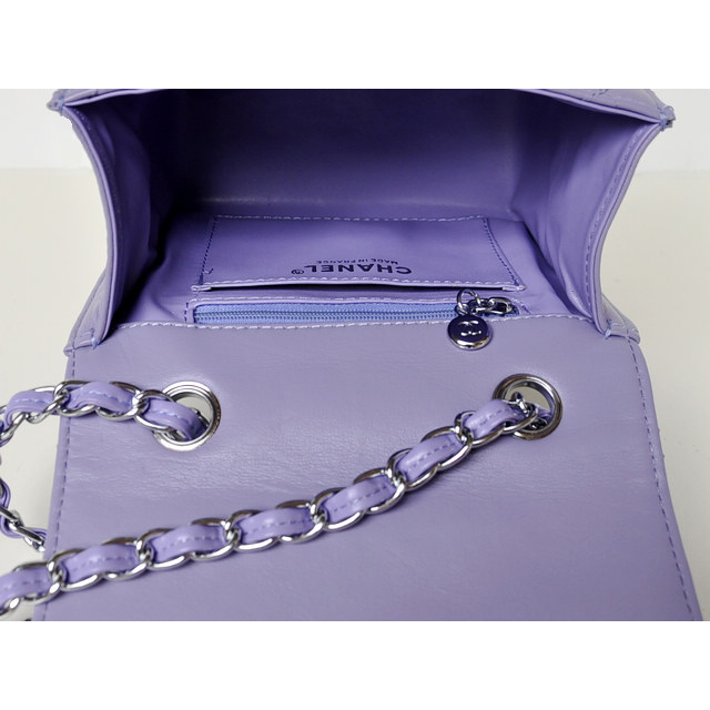 Chanel A67116 Classic mini Flap Bag Sheepskin leather Light Purple in Silver