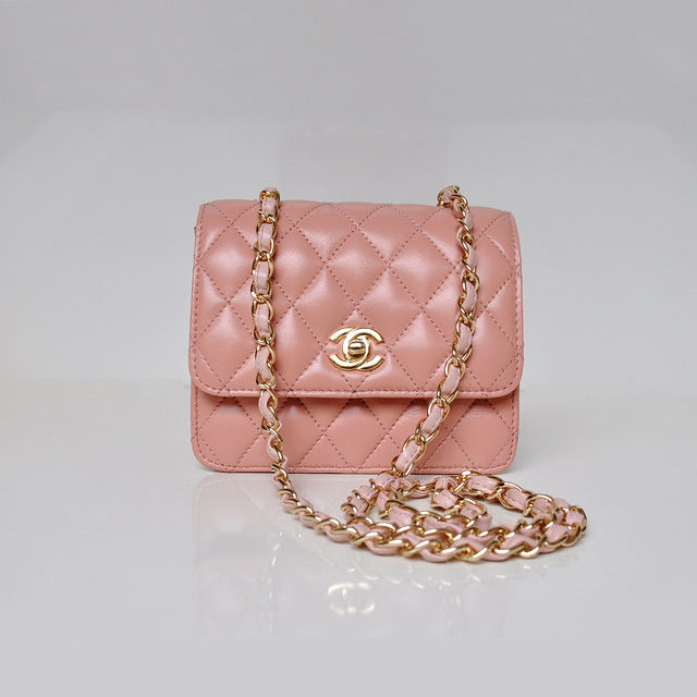 Chanel A67116 Classic mini Flap Bag Sheepskin leather Pink in Gold