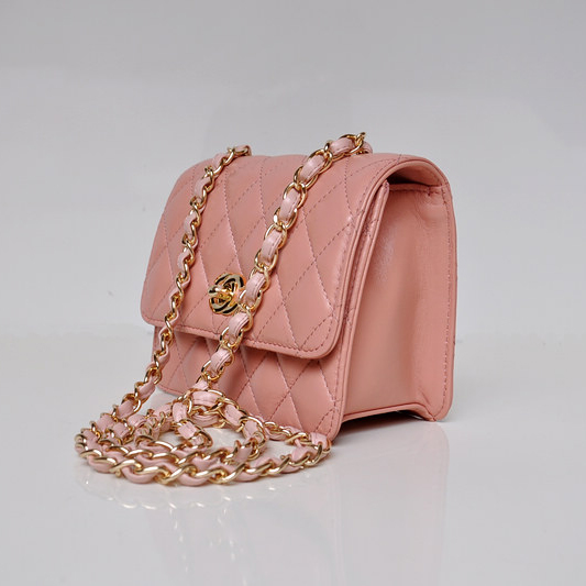 Chanel A67116 Classic mini Flap Bag Sheepskin leather Pink in Gold