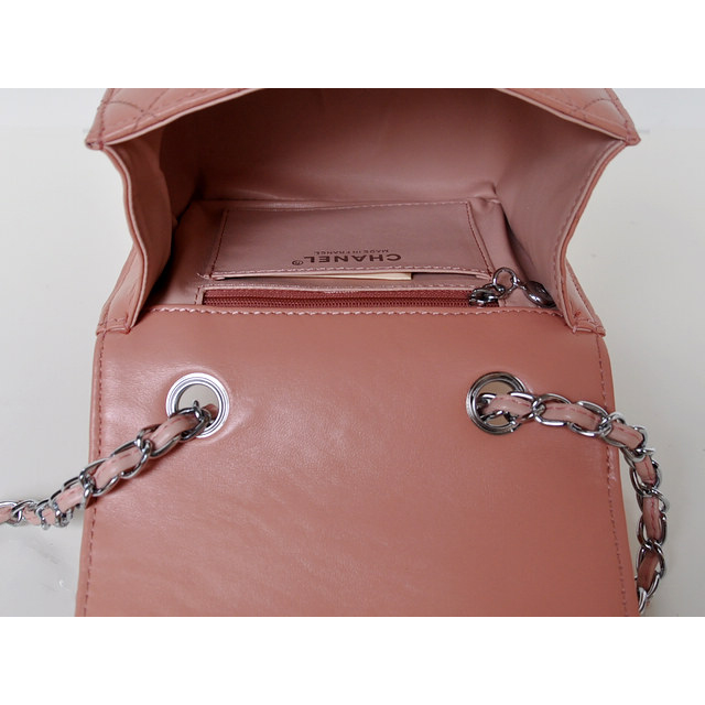 Chanel A67116 Classic mini Flap Bag Sheepskin leather Pink in Silver