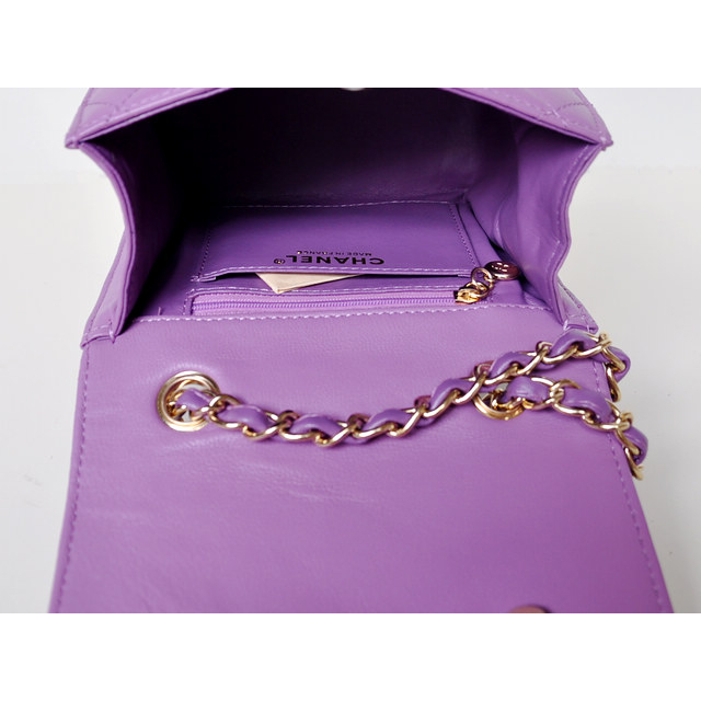 Chanel A67116 Classic mini Flap Bag Sheepskin leather Purple in Gold