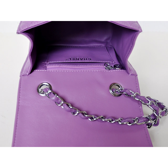 Chanel A67116 Classic mini Flap Bag Sheepskin leather Purple in Silver