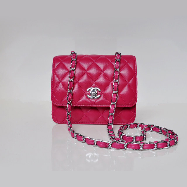 Chanel A67116 Classic mini Flap Bag Sheepskin leather Rose in Silver