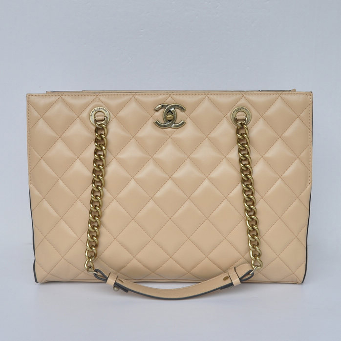 Chanel A67248 Calfskin Leather Shopping Bag in Apricot