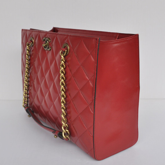 Chanel A67248 Calfskin Leather Shopping Bag in Burgundy