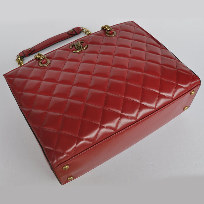 Chanel A67248 Calfskin Leather Shopping Bag in Burgundy