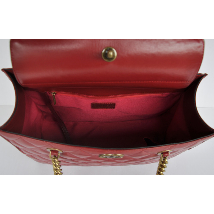 Chanel A67248 Calfskin Leather Shopping Bag in Burgundy