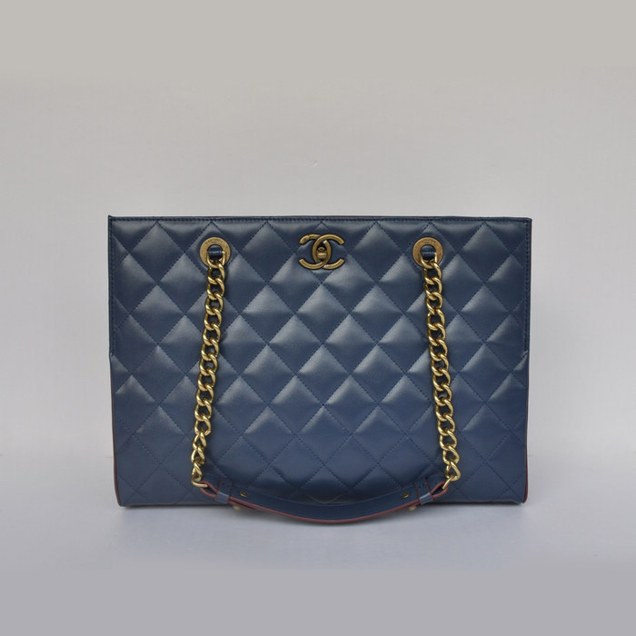 Chanel A67248 Calfskin Leather Shopping Bag in Royalblue