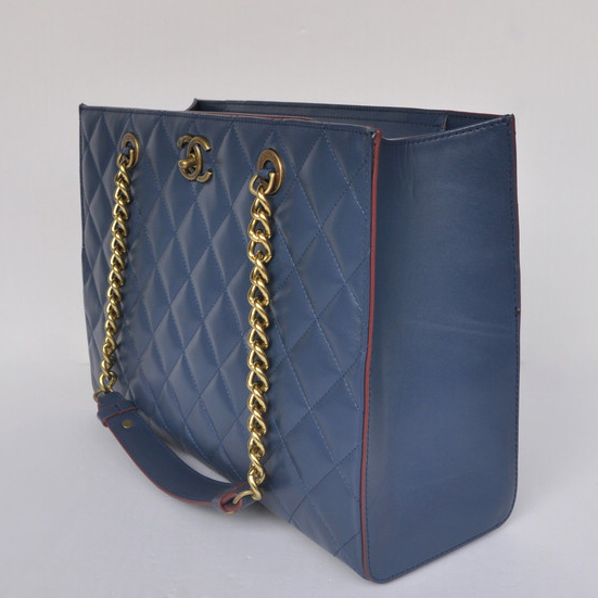 Chanel A67248 Calfskin Leather Shopping Bag in Royalblue