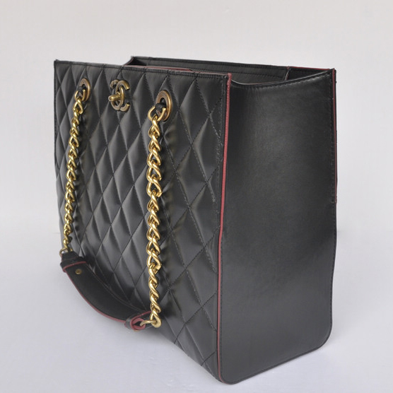 Chanel A67248 Calfskin Leather Shopping Bag in black