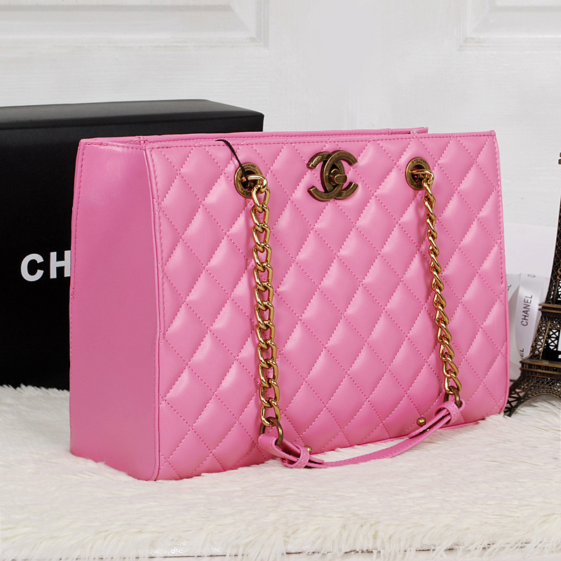 Chanel A67248 Pink Original Calfskin Leather Shopping Bag