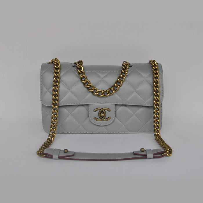 Chanel A68320 Flap Shoulder Bag Calfskin Leather Grey