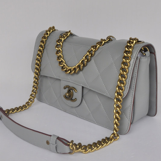 Chanel A68320 Flap Shoulder Bag Calfskin Leather Grey