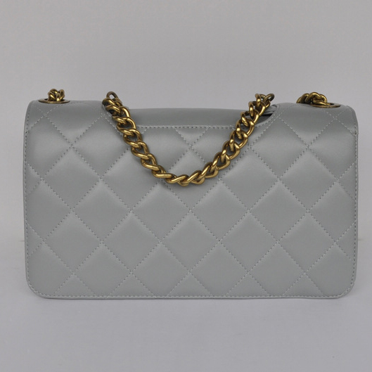 Chanel A68320 Flap Shoulder Bag Calfskin Leather Grey