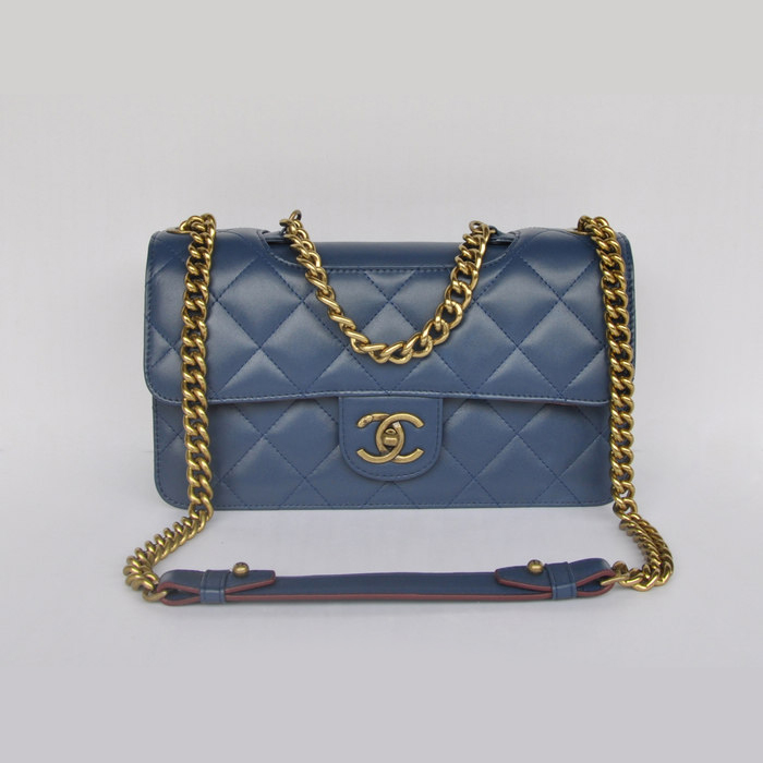 Chanel A68320 Flap Shoulder Bag Calfskin Leather Royalblue