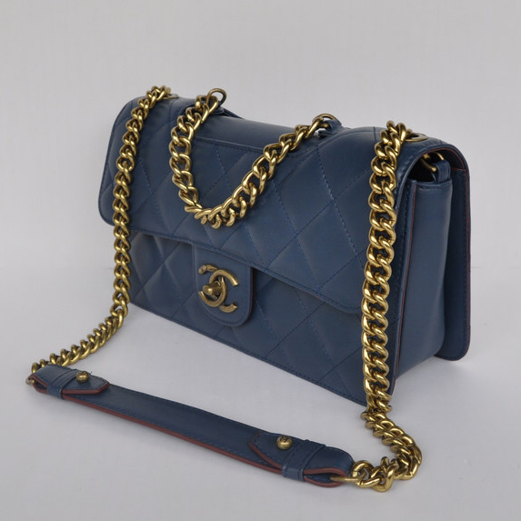 Chanel A68320 Flap Shoulder Bag Calfskin Leather Royalblue