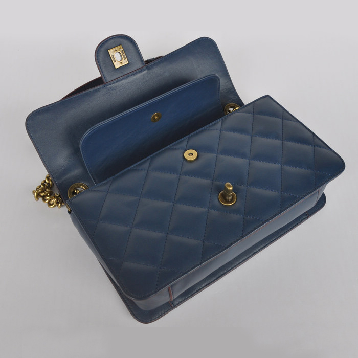 Chanel A68320 Flap Shoulder Bag Calfskin Leather Royalblue