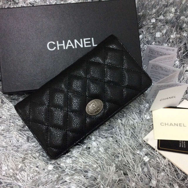 Chanel Bi-Fold Wallet Black Caviar leather A69364