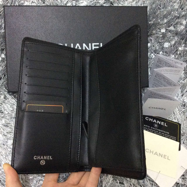 Chanel Bi-Fold Wallet Black Caviar leather A69364