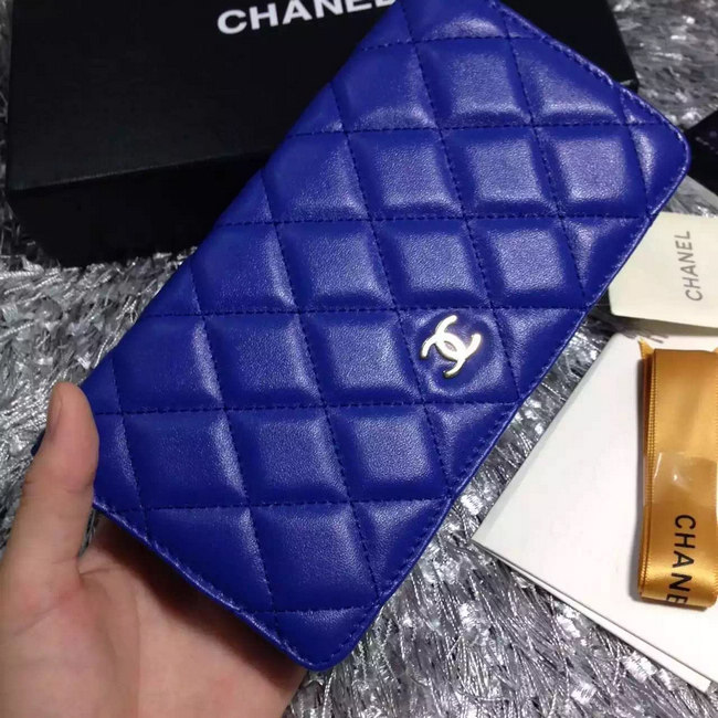 Chanel Bi-Fold Wallet Blue sheepskin leather A31509 Gold