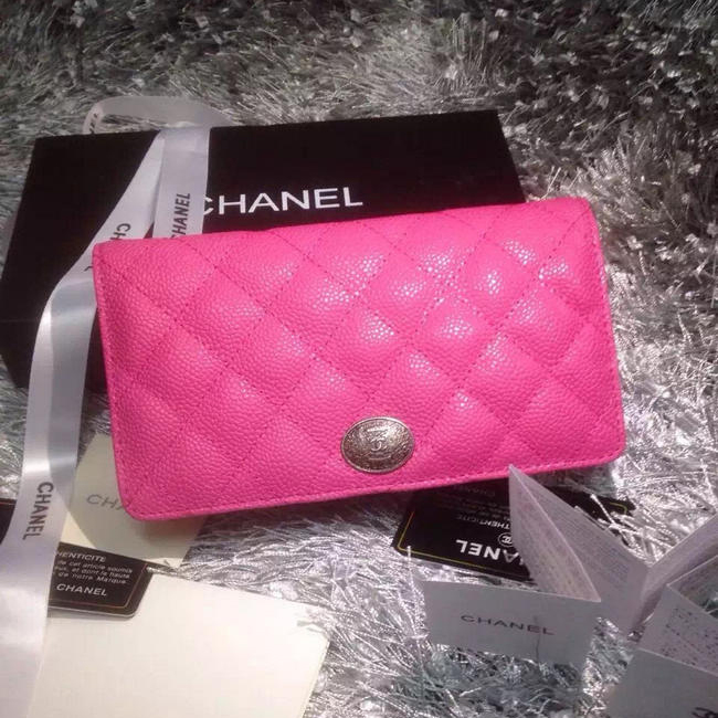 Chanel Bi-Fold Wallet Rose Caviar leather A69364