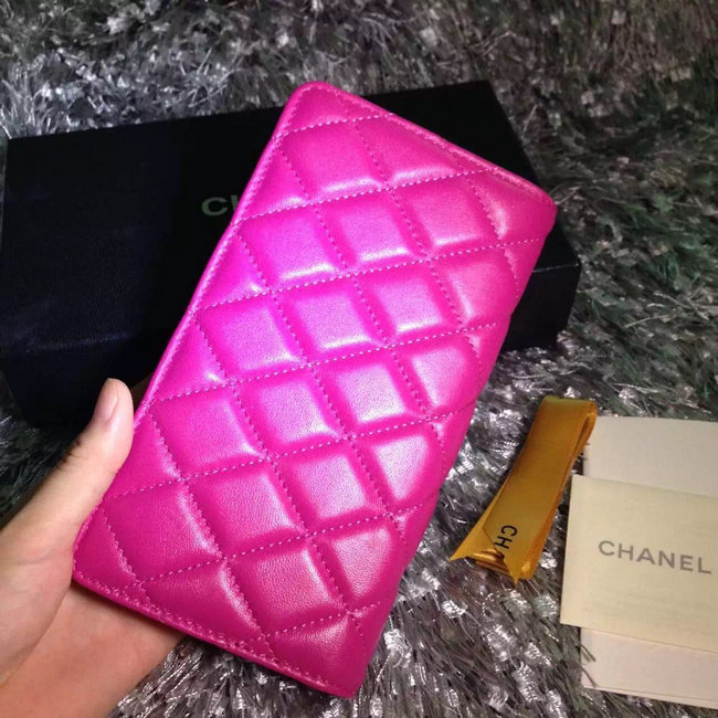 Chanel Bi-Fold Wallet Rose sheepskin leather A31509 Gold