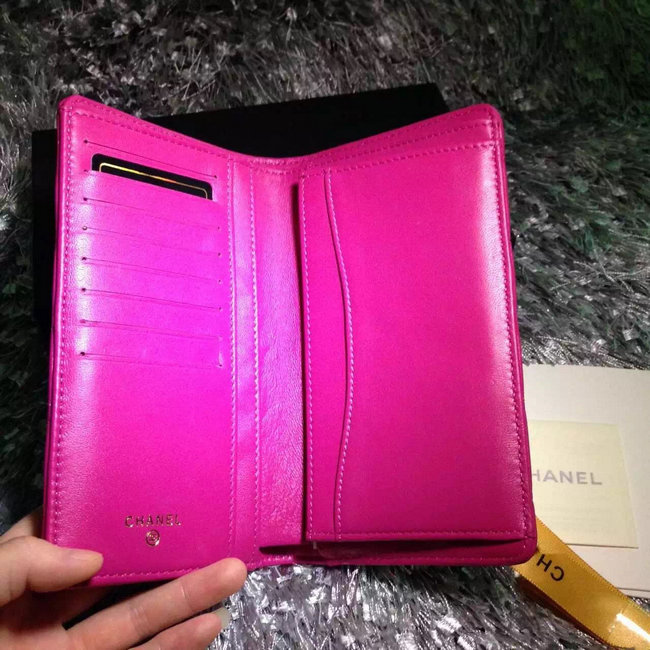 Chanel Bi-Fold Wallet Rose sheepskin leather A31509 Gold